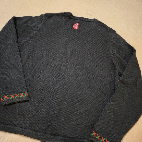 Vintage Festive Christmas Sweater Button Up Cardigan Santa Plaid Tree Womens Lg - Picture 3 of 8